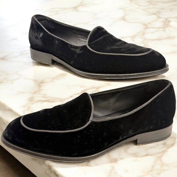 Suitsupply Black Cotton Velvet Tuxedo Slip On Loafers - Picture 9 of 13